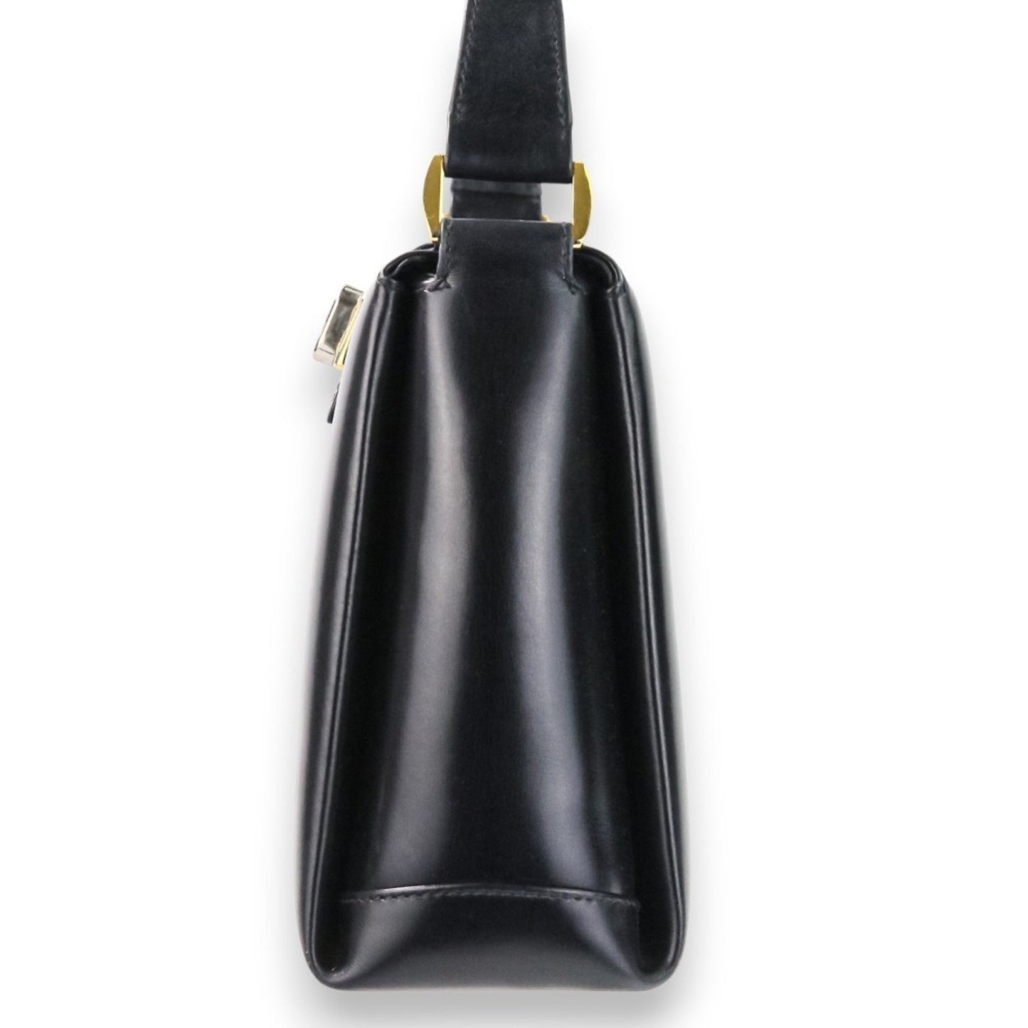 Gucci Vintage Leather Turnlock Handbag In Black