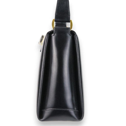 Gucci Vintage Leather Turnlock Handbag In Black