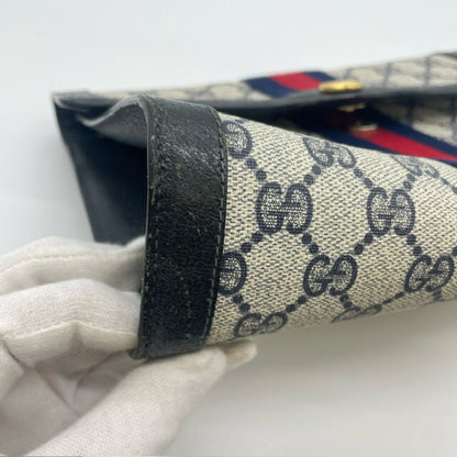 Gucci 001 019 Clutch Bag/Second Bag Navy Sherry Line Gg Supreme Canvas