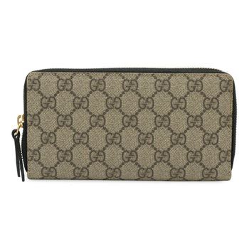Gucci Gg Supreme Round Long Wallet Pvc Leather Beige Black 410102