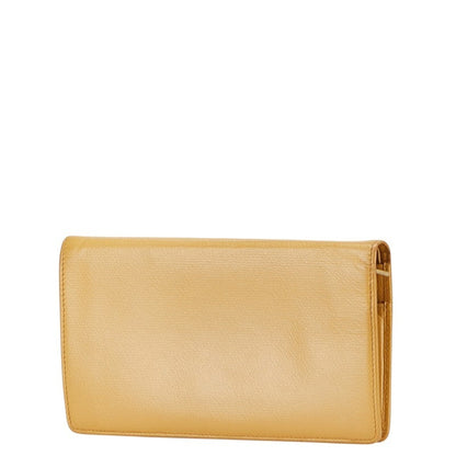 Chanel Coco Button Long Wallet Yellow Leather