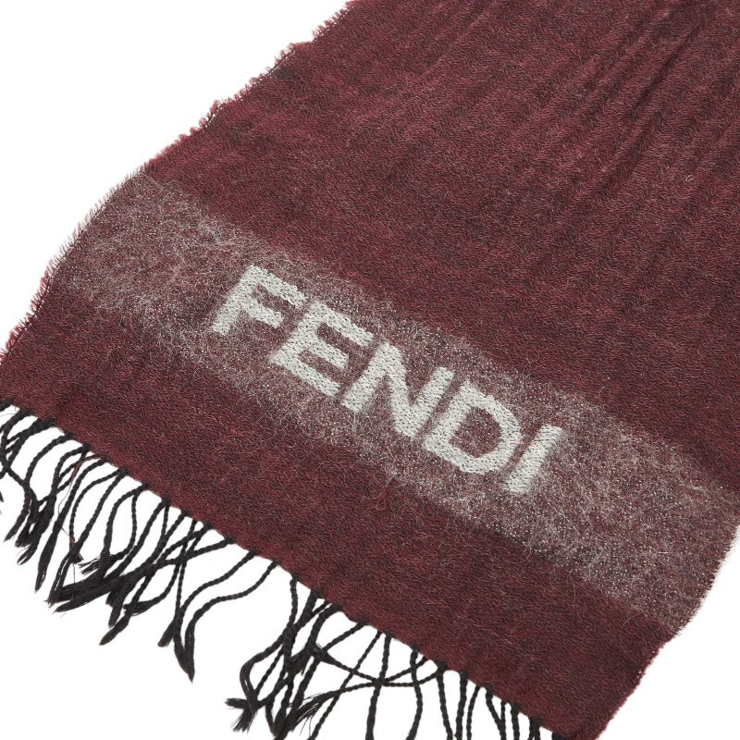 Fendi Logo Scarf In Wine Red