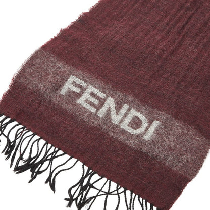 Fendi Logo Scarf In Wine Red