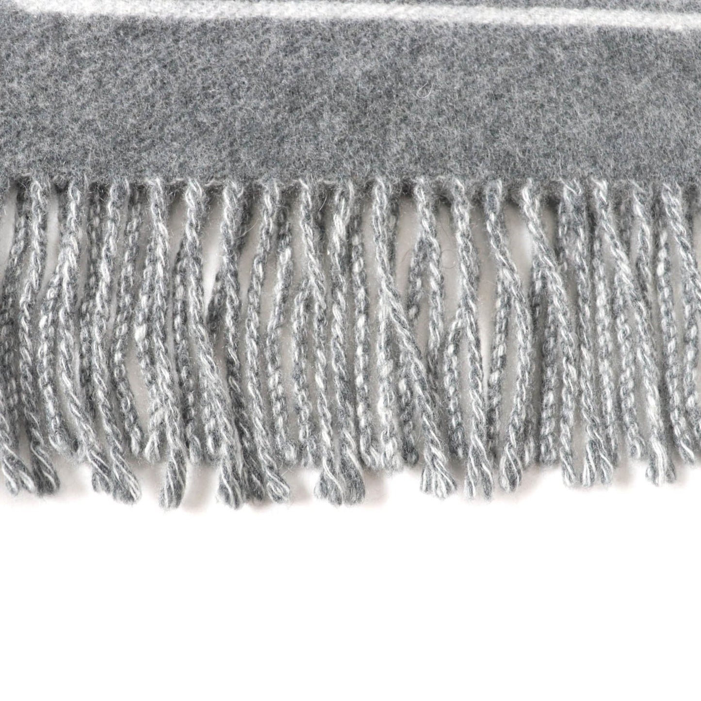 Hermes Sangle Boucle 100% Cashmere Antogracito Gris Clair Fringed Scarf