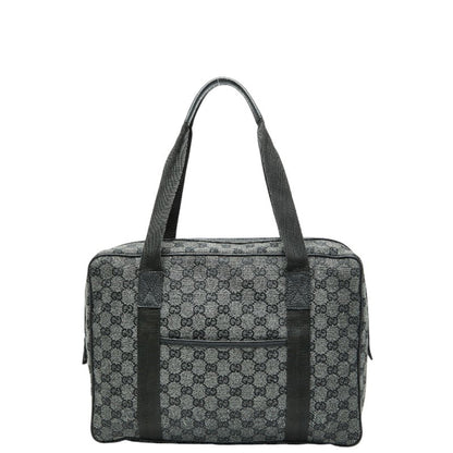Gucci Gg Canvas Business Bag Handbag 282529 Gray Black Leather