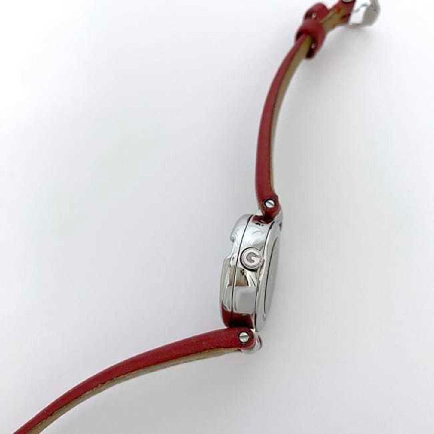 Gucci Watch F-21226 Shell Silver Red G Balloon 134.5 Double Ss Leather Quartz 1432**** Gucci 3P