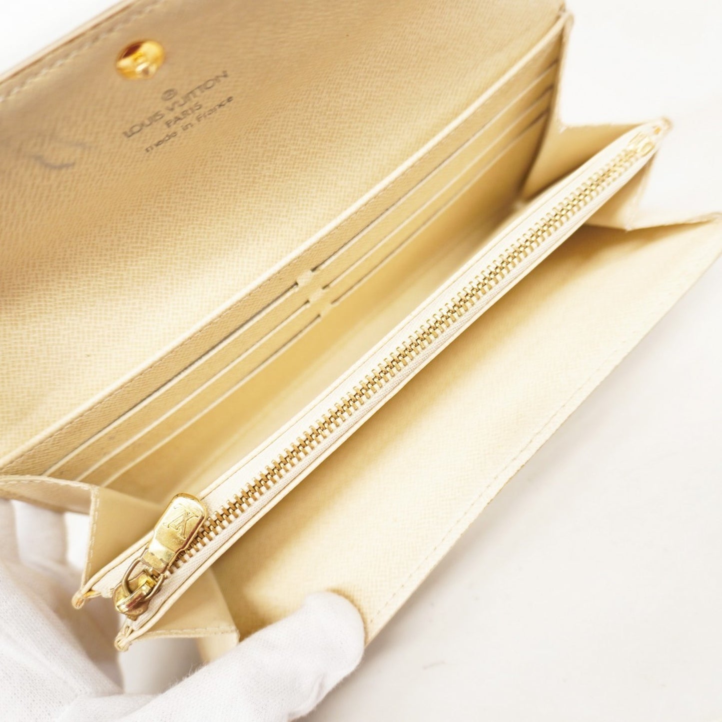 Louis Vuitton Damier Azur Portefeuille Sarah Long Wallet N61735 White