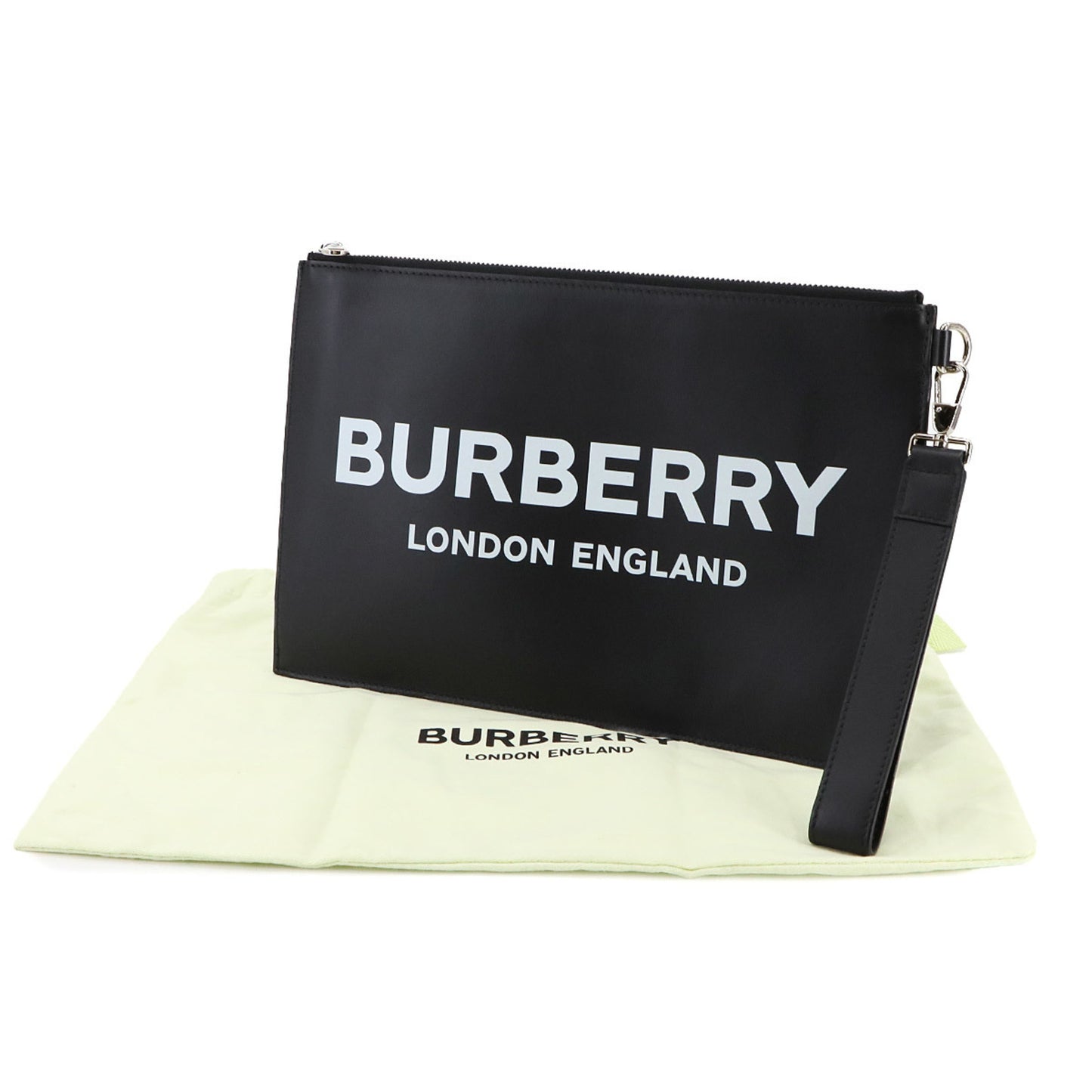Burberry Print Clutch Bag In Black Leather