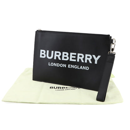 Burberry Print Clutch Bag In Black Leather