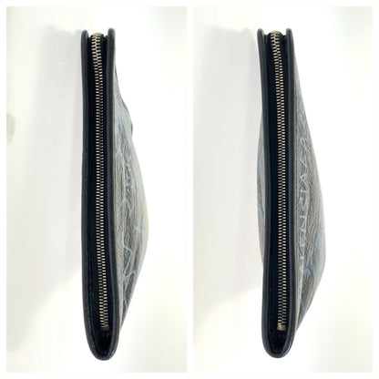 Balenciaga Graffiti Print Black Multicolor Silver Hardware Leather 443658 1060 Clutch Bag Second