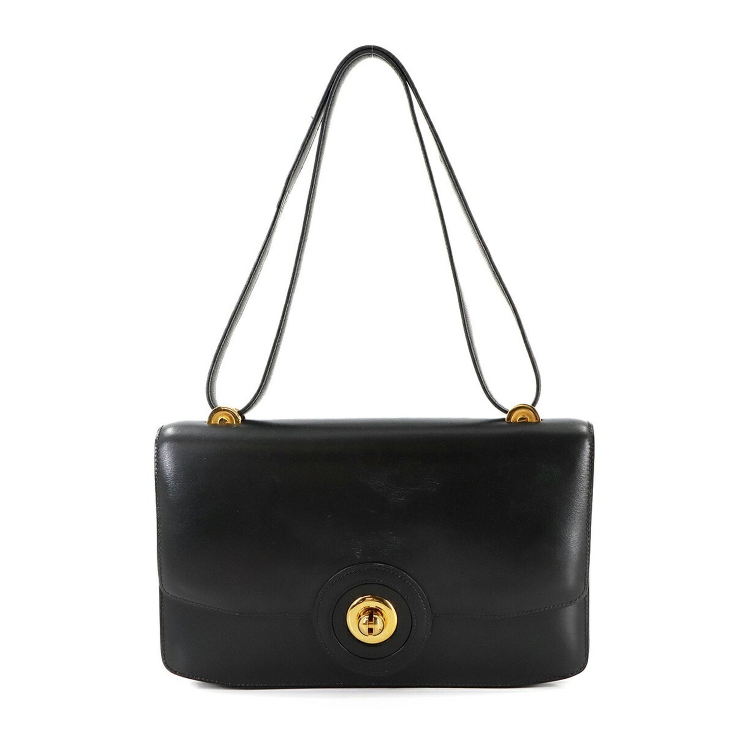 Hermes Herms Shoulder Bag In Box Calf Leather With A Black "G" Stamp And Gold Hardware