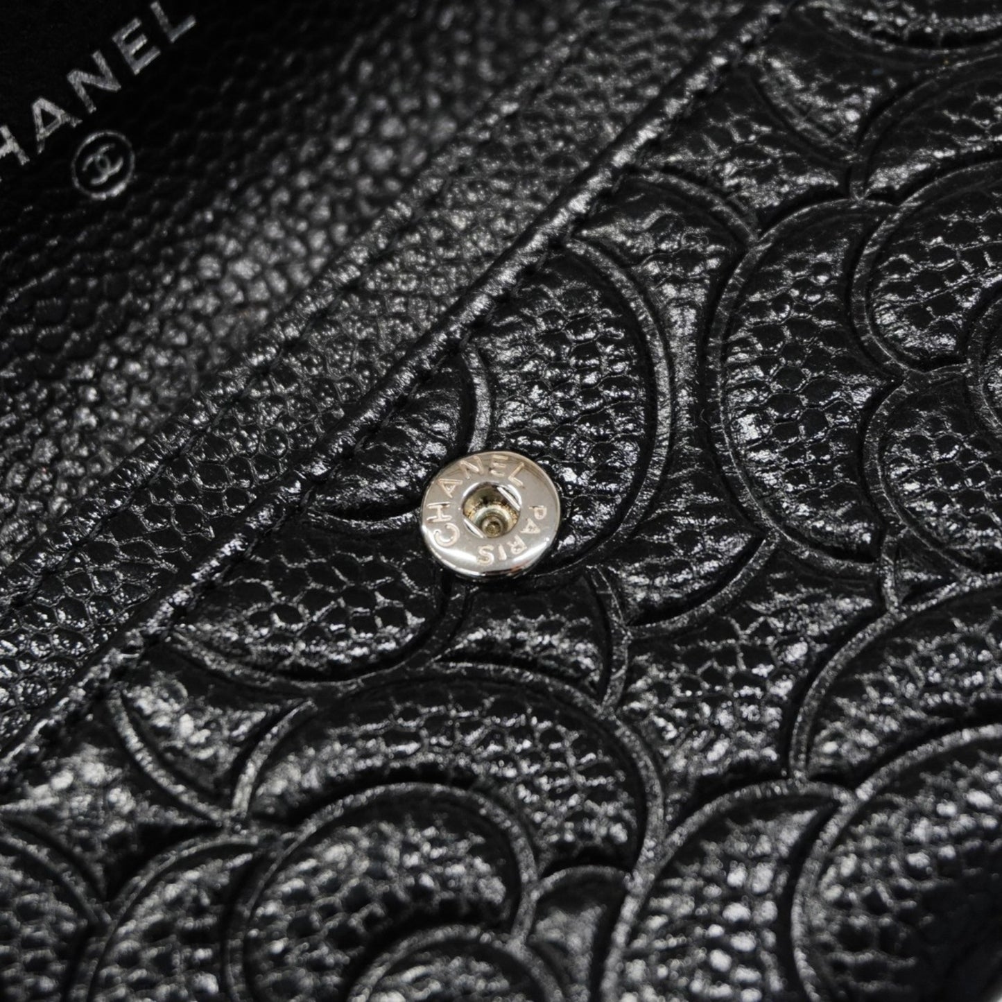 Chanel Camellia Caviar Leather Business Card Case