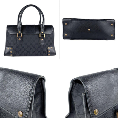 Gucci Handbag Gg Canvas Leather Black Bronze