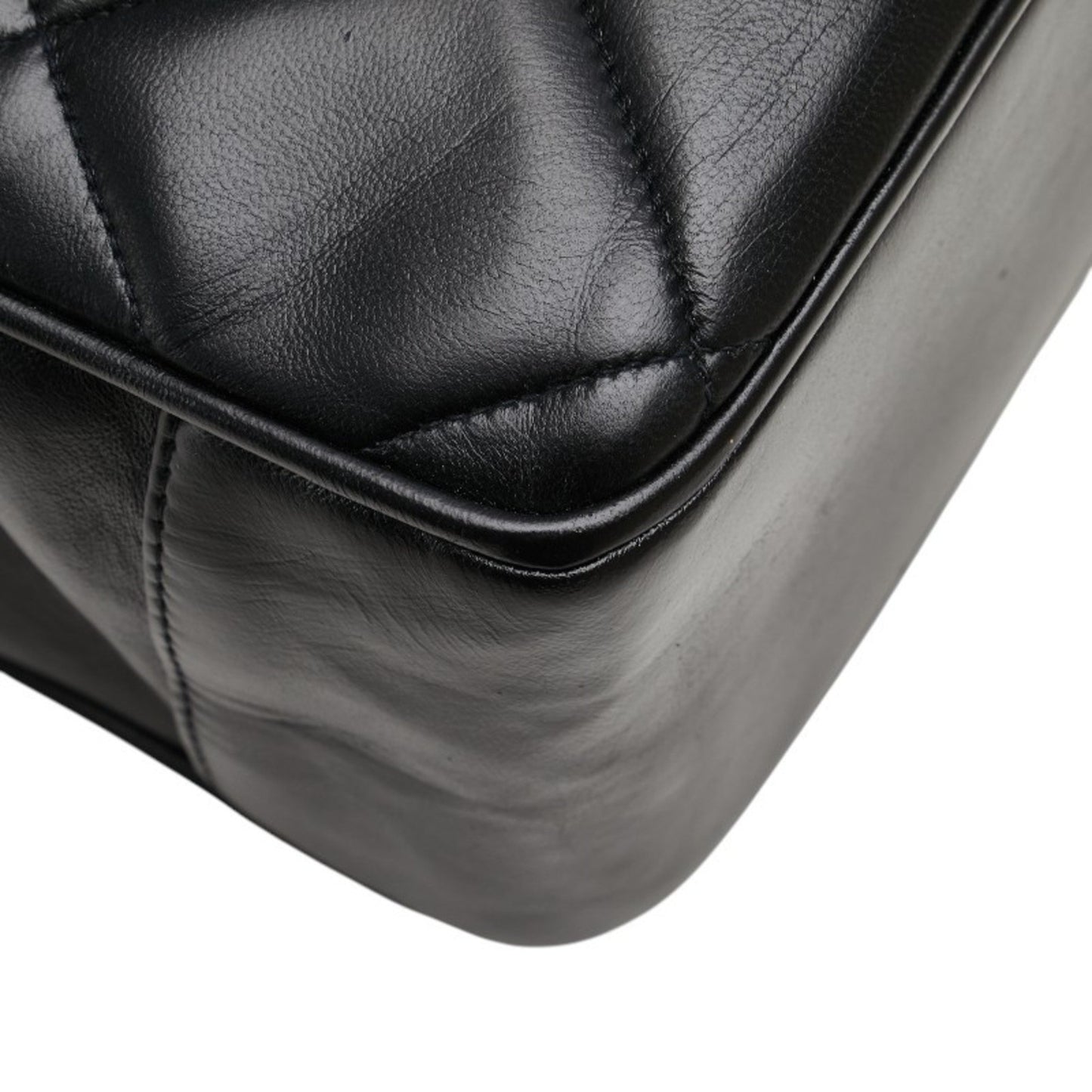 Chanel Matelasse Coco Mark Chain Shoulder Bag Tote Black Lambskin