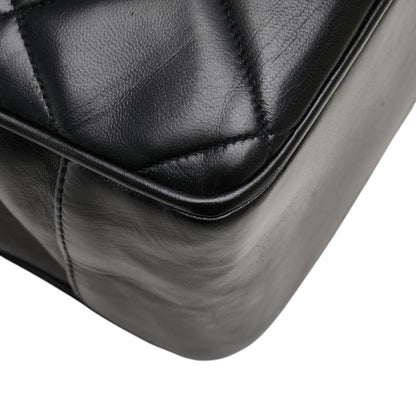 Chanel Matelasse Coco Mark Chain Shoulder Bag Tote Black Lambskin