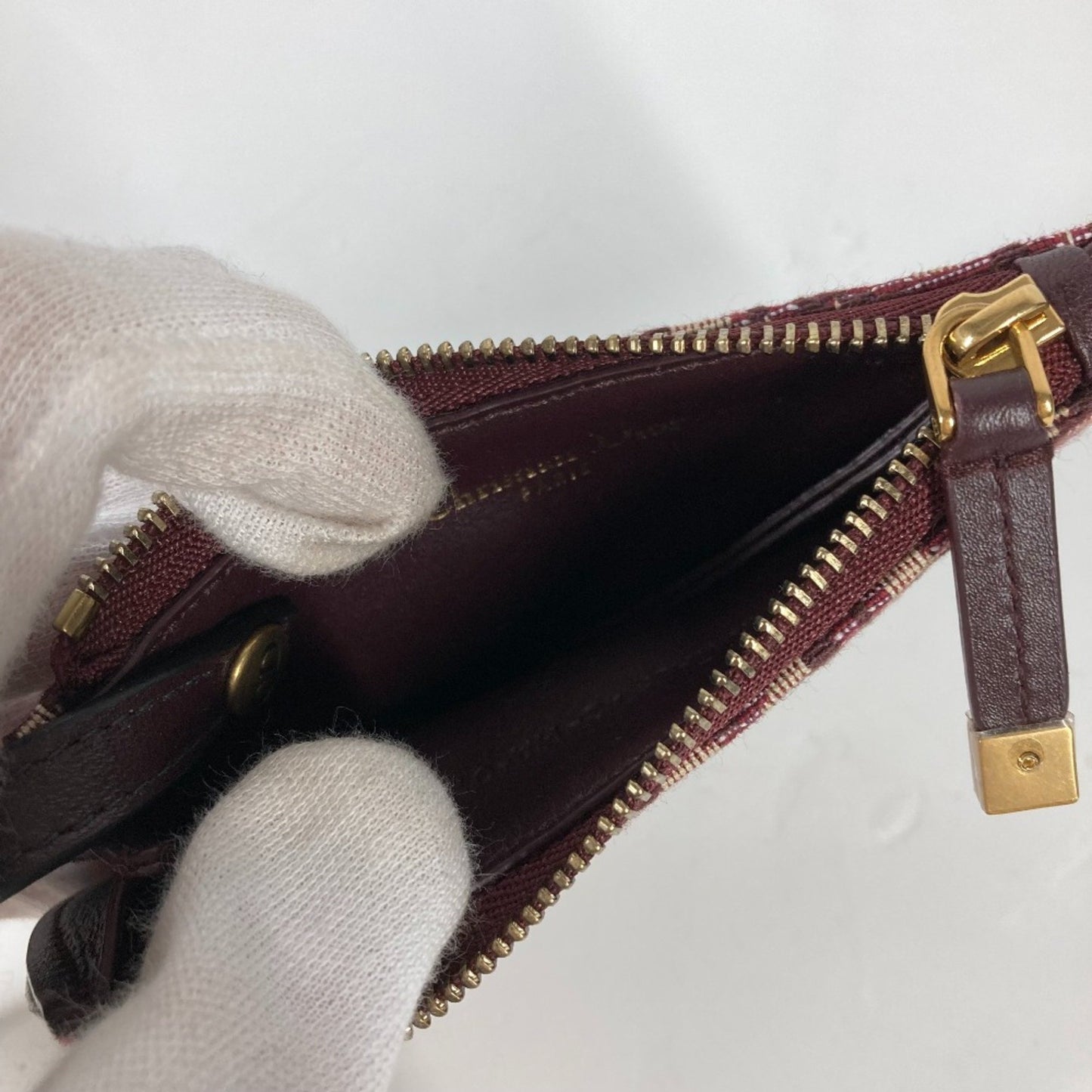 Christian Dior Oblique Wallet Coin Compartment Coin Purse Wine-Red
