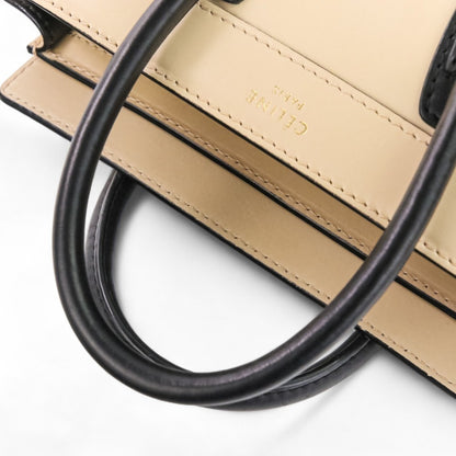 Celine Luggage Nano Shopper 2-Way Tote Bag/Shoulder Bag In Two-Tone Beige