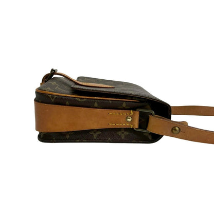 Louis Vuitton Vintage Saint-Cloud Monogram Leather Shoulder Bag/Pochette/Sacoche Brown 36278