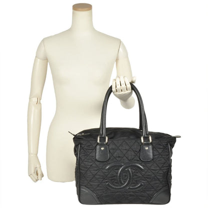 Chanel Paris New York Line Tote Bag Nylon Leather A33100 Black Coco Mark