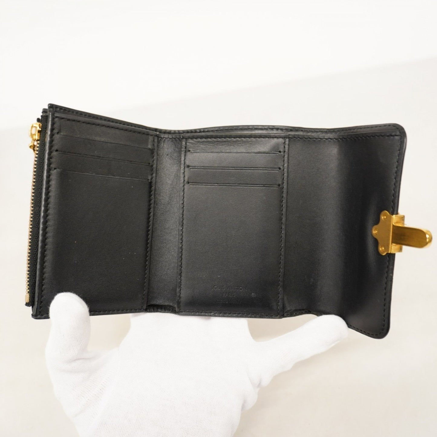 Louis Vuitton Monogram Portefeuille Cherry Wood Compact Wallet M61912 Brown Noir