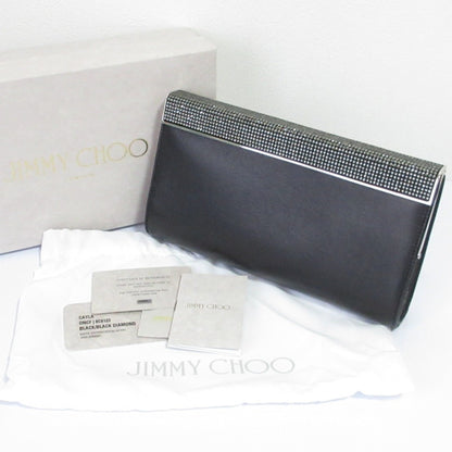 Jimmy Choo Cayla Leather Rhinestone Clutch Bag
