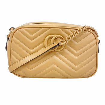 Gucci Gg Marmont Shoulder Bag 447632 Leather Beige