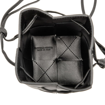 Bottega Veneta Maxi Intrecciato Cassette Mini Shoulder Bag In Black Leather