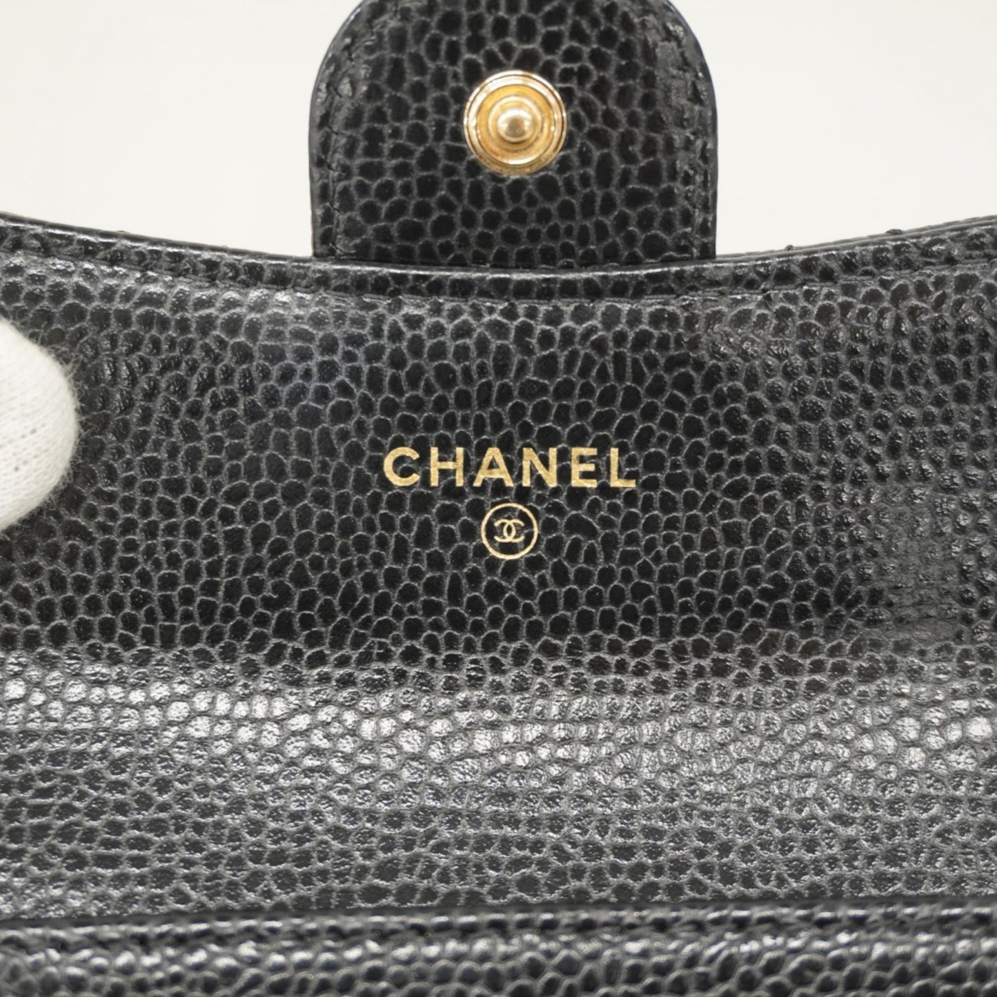 Chanel Matelasse Business Card Case In Caviar Leather