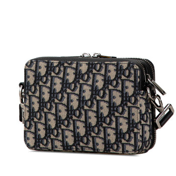 Christian Dior Dior X Kenny Scharf Oblique Crossbody Shoulder Bag Beige Navy Jacquard