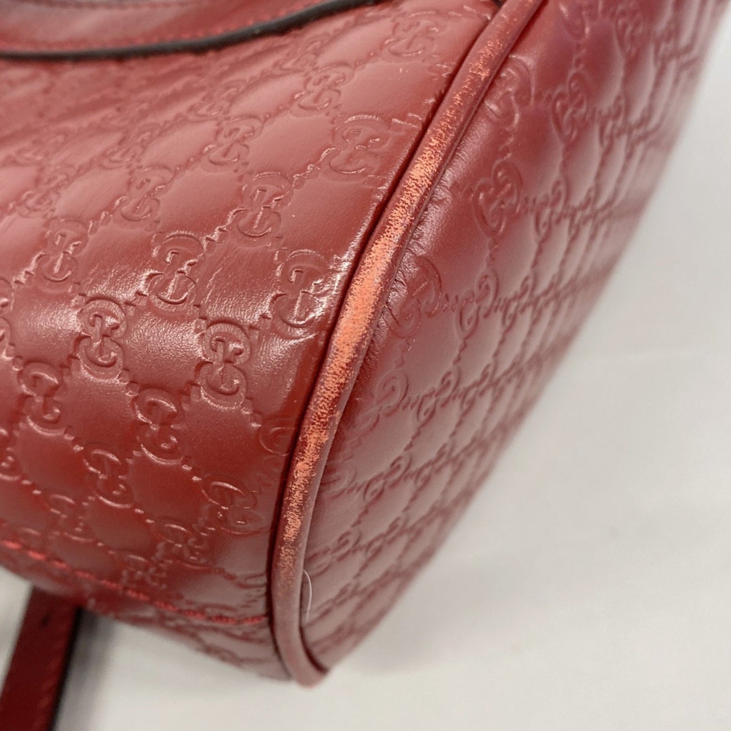 Gucci Micro Guccissima Handbag 449654 Leather Red Champagne
