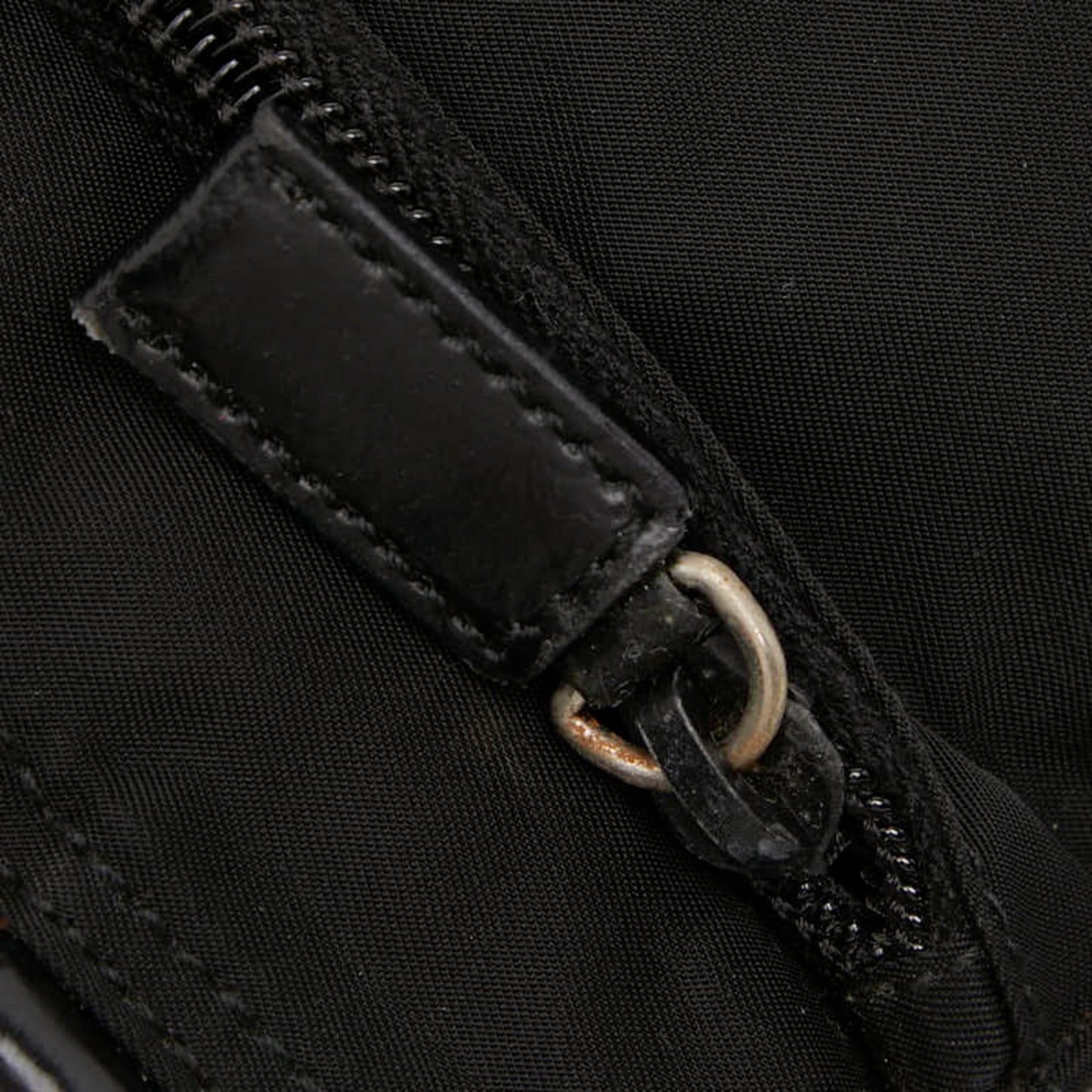 Prada Triangle Logo Plate Shoulder Bag Black Nylon