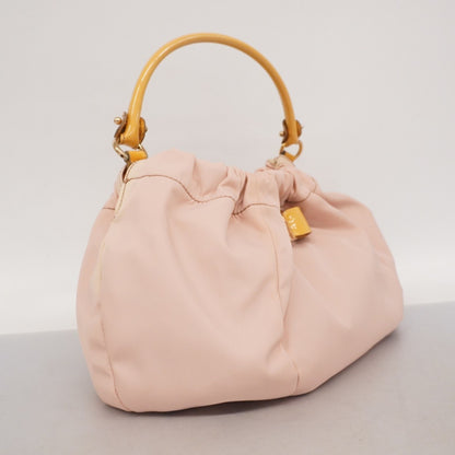 Salvatore Ferragamo Vara Nylon Enamel Handbag In Pink And Beige For Women