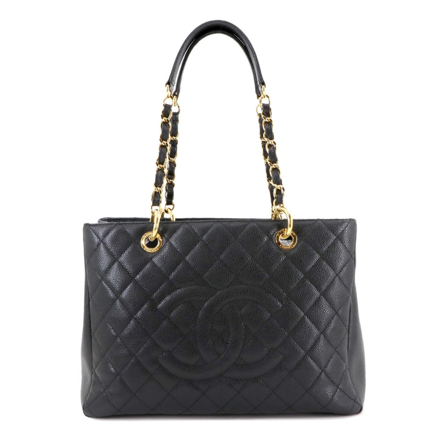 Chanel Matelasse Grand Chain Tote Bag Gst Caviar Leather Black A50995