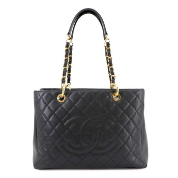 Chanel Matelasse Grand Chain Tote Bag Gst Caviar Leather Black A50995