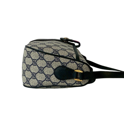 Gucci Old Gucci Sherry Line Gg Logo Hardware Leather Shoulder Bag Pochette Navy Blue 35467