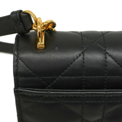 Christian Dior Cannage Miska 12 Shoulder Bag In Black Leather
