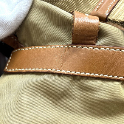 Prada Prada Logo Plate Double Pocket Backpack Nylon