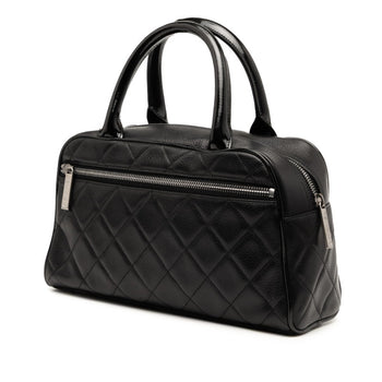Chanel Matelasse Mini Boston Bag A15685 Black Caviar Leather Patent