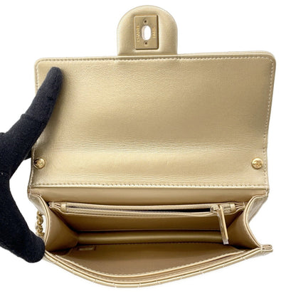 Chanel Chain Shoulder Bag Matelasse Coco Mark Leather Clear Pearl As0585 Chanel