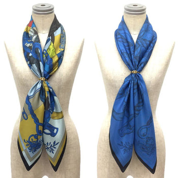 Hermes Carre 90 Double Face Scarf Muffler Della Cavalleria 100% Silk Blue Aq9862