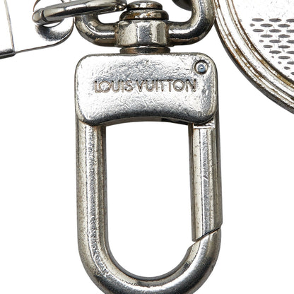 Louis Vuitton Damier Porte Cle Address Charm Keyring M65770 Silver Black Metal