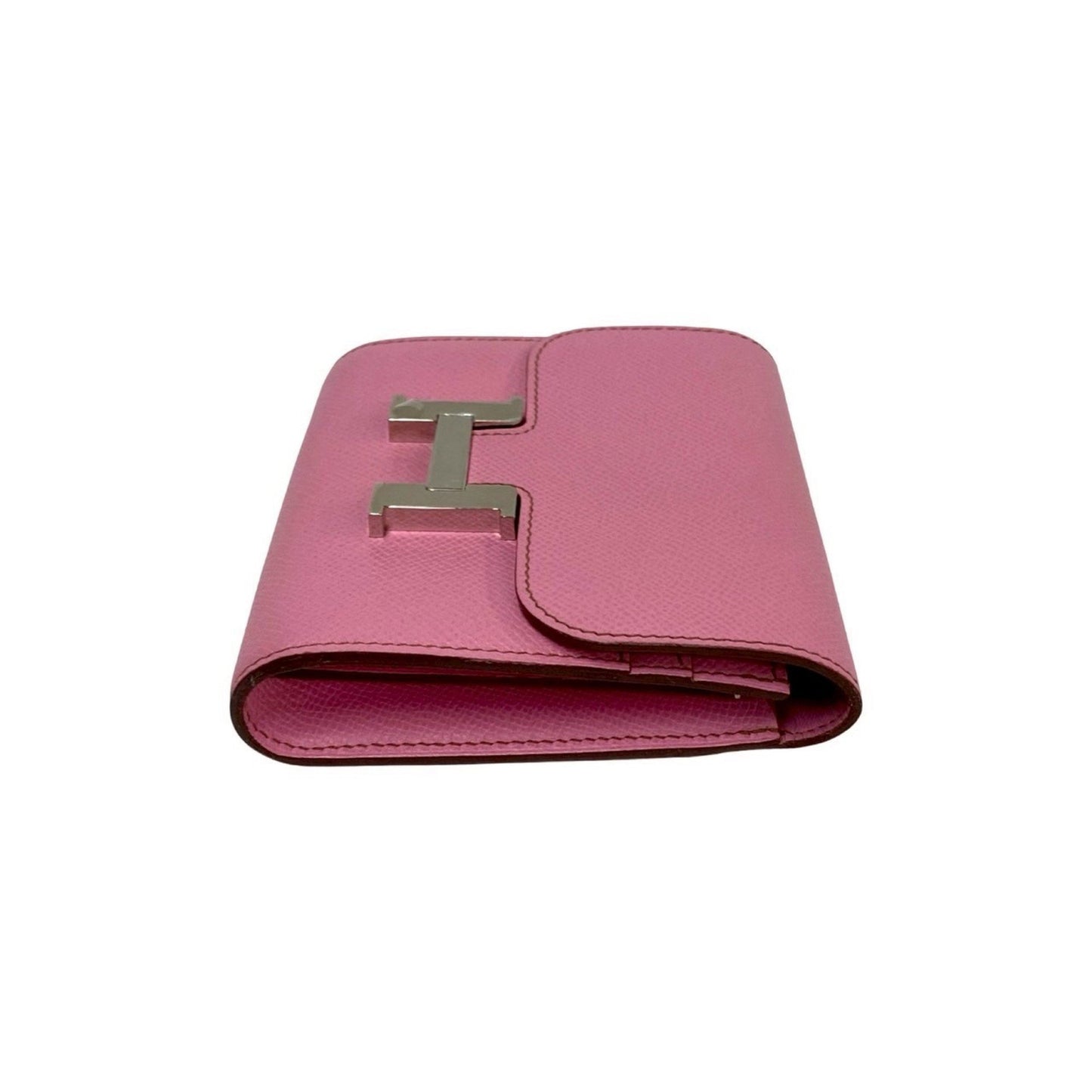 Hermes Constance Compact Epsom Leather Bi-Fold Mini Wallet In Rose Azalee 88789