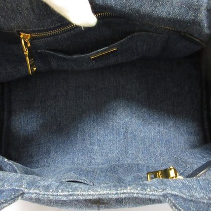 Prada Canapa Triangle Logo Plate Denim 2-Way Handbag/Shoulder Bag