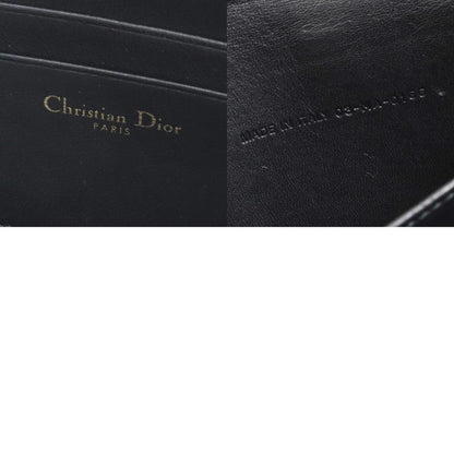 Christian Dior Chain Wallet Clutch Bag Leather Black