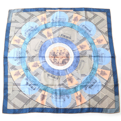 Hermes Carr Jean 90 "Jeux Omnibus Et Dames" 100% Silk Large Shawl/Scarf