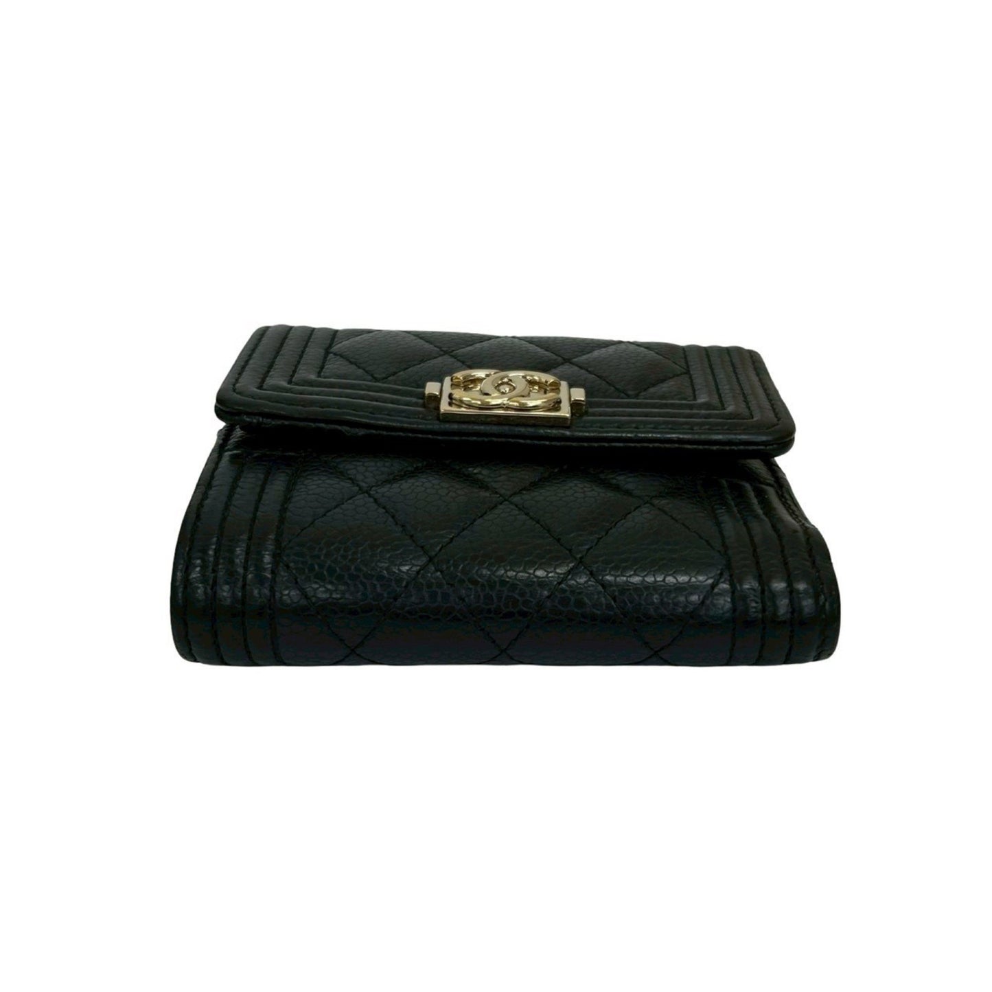 Chanel Matelasse Coco Mark Caviar Leather Tri-Fold Wallet