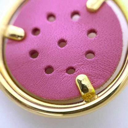 Loewe Mechano Pin Brooch Gold Purple Metal Leather