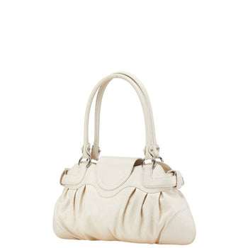 Salvatore Ferragamo Gancini Handbag Au-21 6317 White Leather
