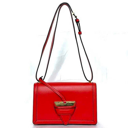 Loewe Shoulder Bag Barcelona Red F-19948 Flap Leather