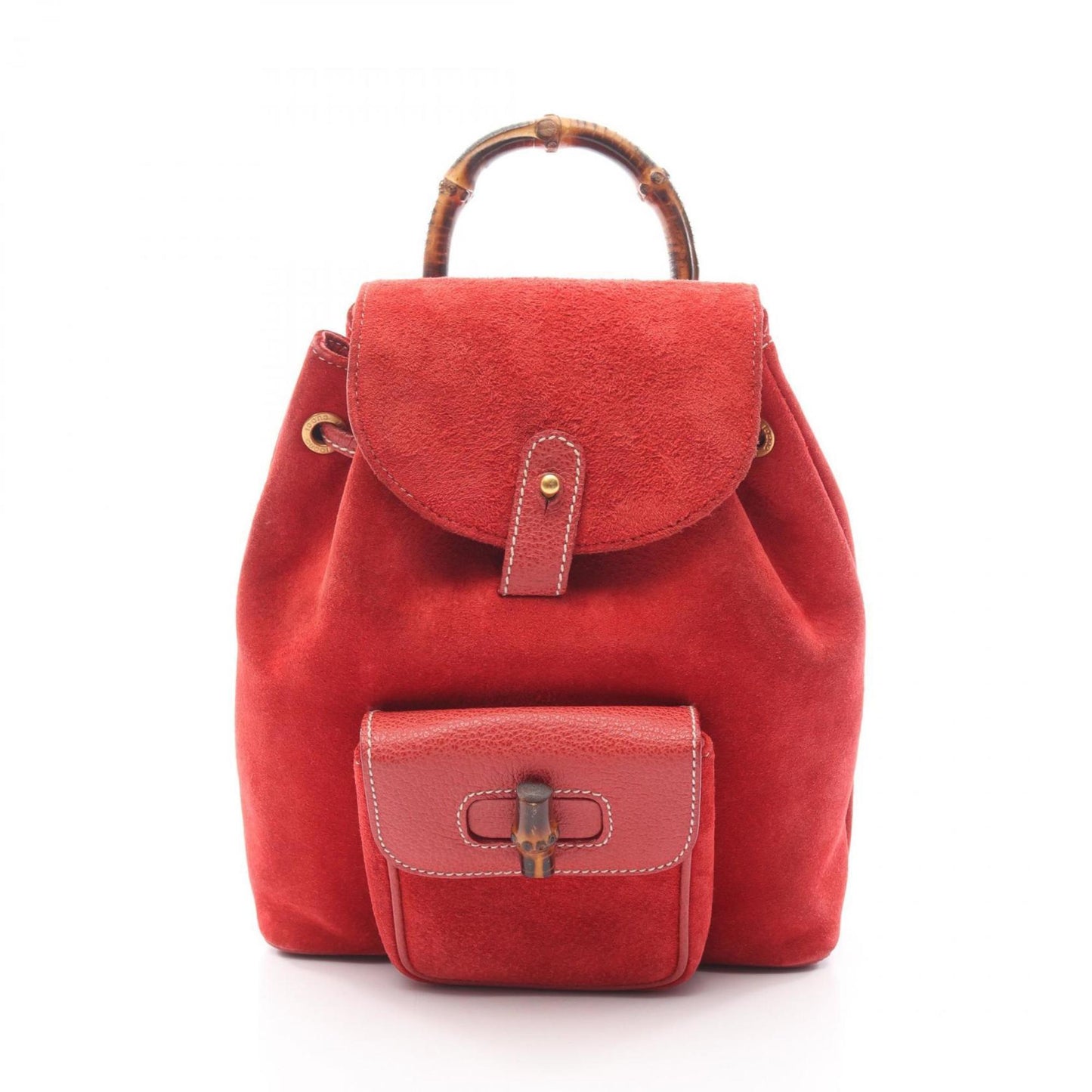 Gucci Bamboo Backpack Bag In Suede And Leather